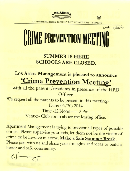 Crime Prevention Meeting 05-30-2014